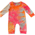 thumbnail image 1 of Baby Long Sleeve Romper Tie Dye Printed Crotch Button  Neck Infant Jumpsuit, 1 of 2