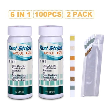 Pisexur 6 en 1 PH Test Strips Piscine Spa Spa Détection Facile et Rapide du PH 100 Pcs