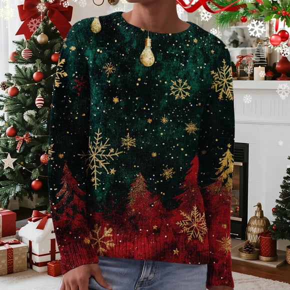 Women's Pullover Sweater Women Christmas Tree Snowflake Reindeer Long Sleeve Knit Xmas Sweater,Red Women's Pullover Sweater M