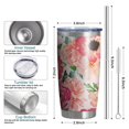 thumbnail image 2 of Gobelet 20oz avec Couvercle et Paille en Acier Inoxydable Rose Pâle Fleurs Acier Isolé sous Vide Gobelet d'Eau Café, Tasse de Voyage à Double Paroi Isolée sous Vide Gobelets Réutilisables pour Boissons Glacées, Boisson Chaude, 2 of 6