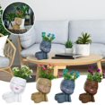 thumbnail image 1 of Face Pot de Plantation Visage Pots de Fleurs Doubles en un pour Plantes d'Intérieur et d'Extérieur Pot Tête en Résine avec Trou de Drainage Mignon Pots de Plantes Lady, 1 of 6