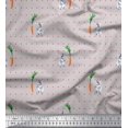 thumbnail image 1 of Soimoi Gray Heavy Canvas Fabric Carrot & Rabbit Dots Printed Craft Fabric by the Yard 58 Inch Wide, 1 of 1