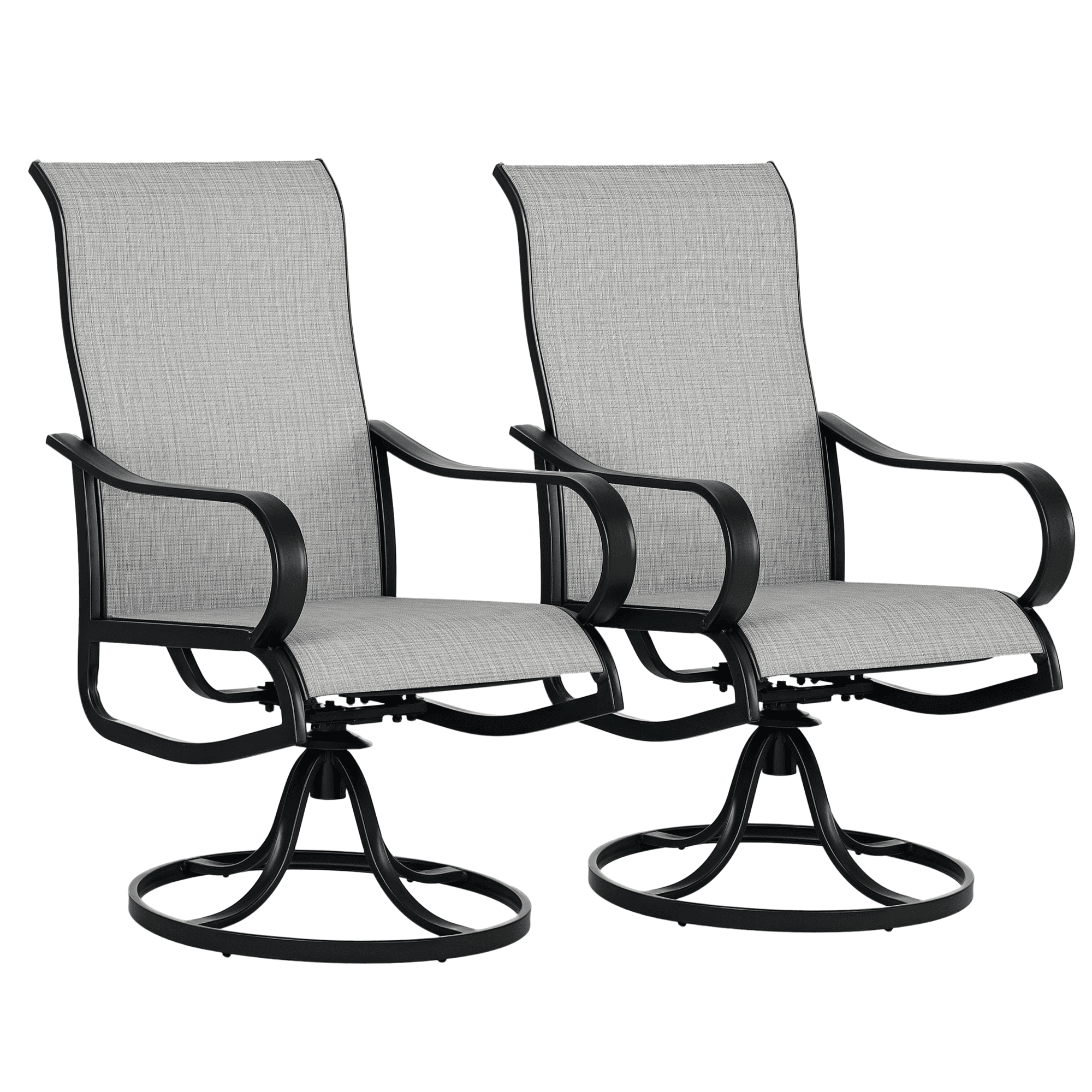 Outsunny Patio Swivel Chairs w/ Mesh Fabric Seat Rocking Chairs, Dark Grey