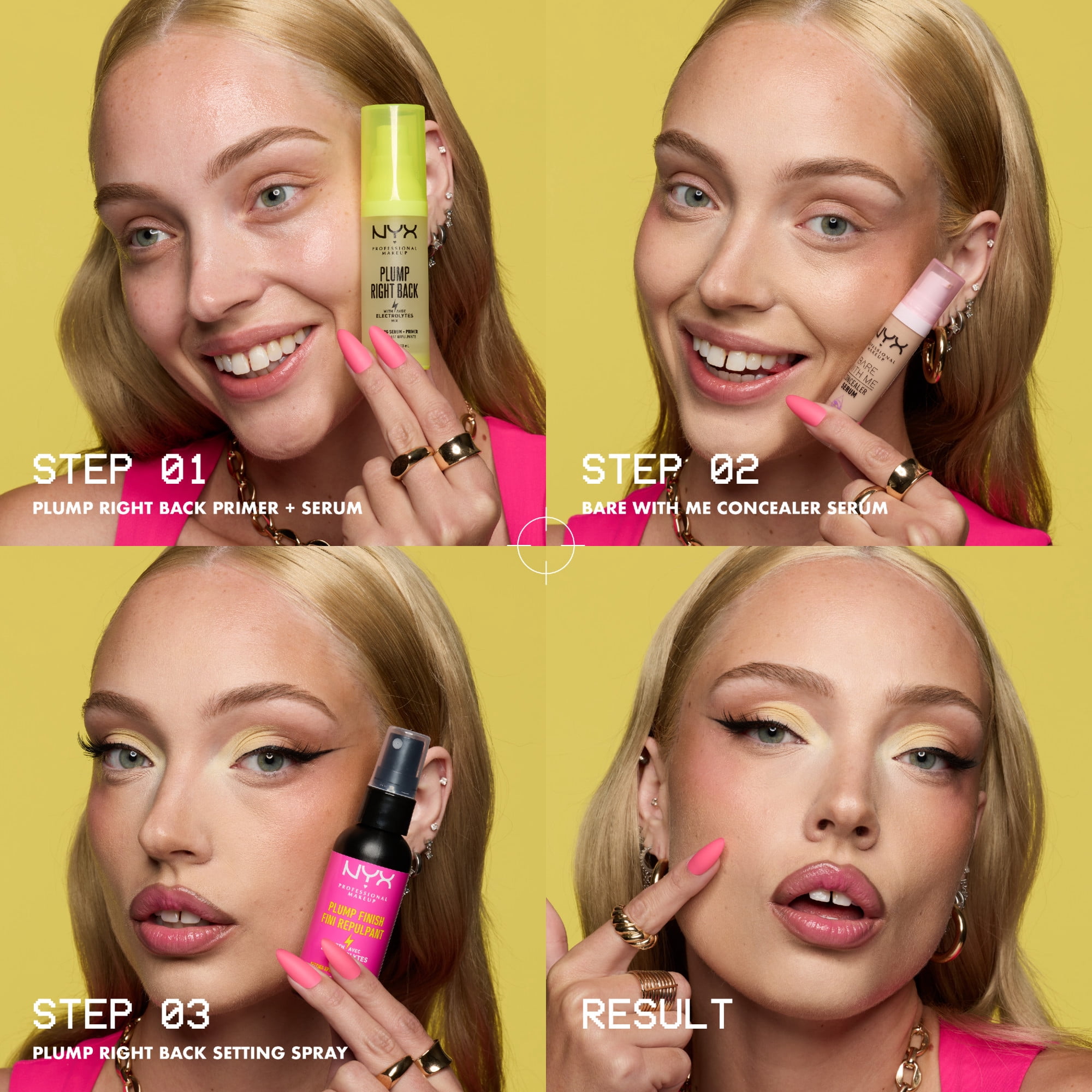 NYX Professional Makeup, Base + sérum Plump Right Back, Formule sérum hydratante et adhérante, Effet lisse immédiat, Fini repulpé, Formule végane - 01 Clear, 30mL