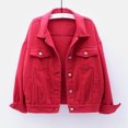 thumbnail image 2 of jsaierl Women Spring And Autumn Coats Warm Solid Long Sleeve Denim Jacket Outerwear, 2 of 4