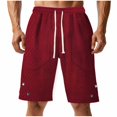 thumbnail image 2 of Styesk Mens Shorts Man Solid-Color Casual Large-Pocket Button Drawstring Elastic-Waist Shorts Cargo Pants Half Shorts Pants, 2 of 7