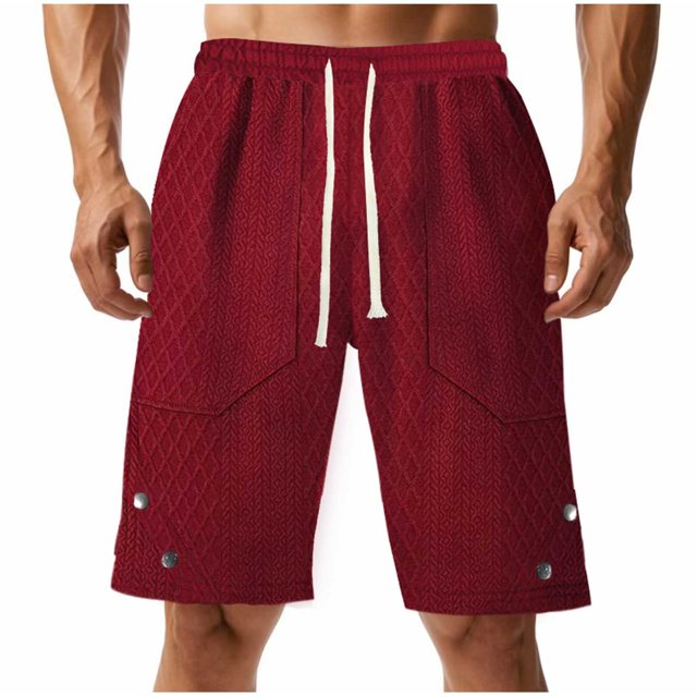 hotojiny Men's Lounge Shorts with Pockets Fashion Textured Summer Short Pants Casual Drawstring Running Workout Shorts