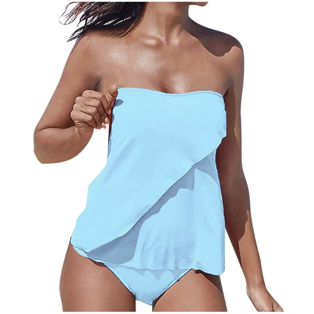 Birdeem Womens Two Piece Set Swimsuits Solid Tummy Control Swimwear Beachwear