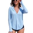 thumbnail image 1 of Charmo Women's Hooded UPF 50+ Rash Guard Long Sleeve UV Protection Zipper Swimwear Shirts with Pockets, 1 of 6