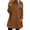 thumbnail image 1 of LUXUR Women Fuzzy Fleece T Shirt Loose Work Tops Caramel L, 1 of 2
