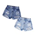 thumbnail image 1 of FhsagQ 2 Pack Girls Short Jeans Washed Distressed Denim Shorts with for Tween Girl Summer Daily Wear Size 11-12 Years, 1 of 8