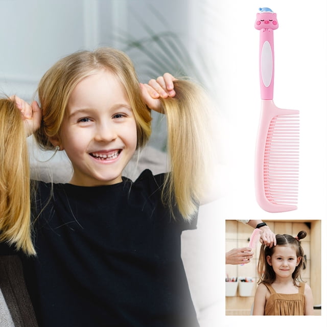 Cute Pig Shaped Kids Hair Comb - Soft Silicone Handle with Rounded Teeth, Lightweight Portable for Girls' Hair Care