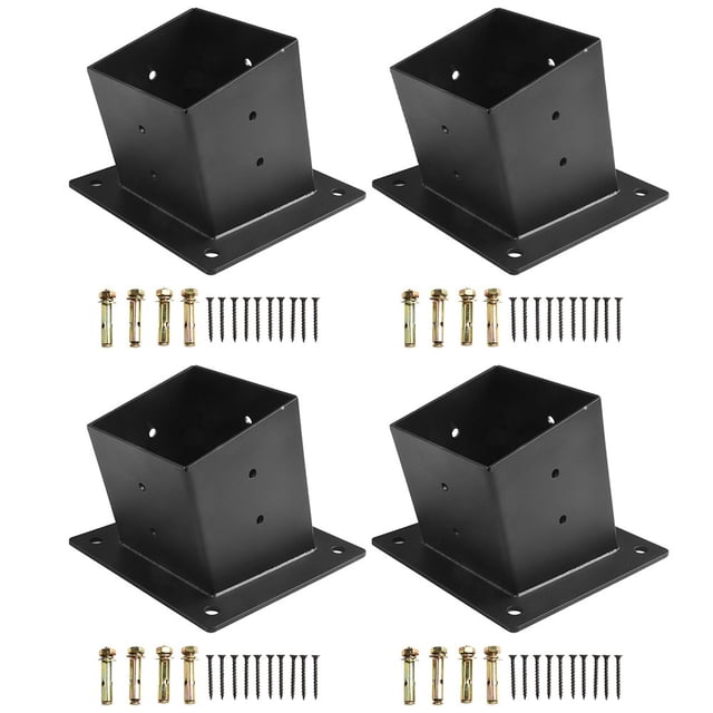 Bgsha 1pc Pergola Brackets Slanted Roof Pergola Brackets Wall Mount With Hardware For 4x4 Inch Porch Gazebo Fixing Hardware Base