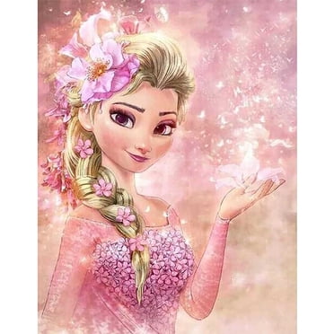 YEESAM ART Diamond Painting Diamond Painting Kits, Cartoon Character Pink Princess Diamond Painting Diy 5D Partial Drill Cross Stitch Kits Crystal