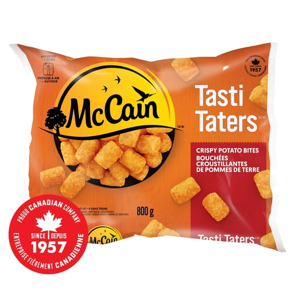Bouchées de pommes de terre Tasti Tatersᴹᴰ McCainᴹᴰ, Fabriqué au Canada à partir d'ingrédients canadiens et importés 800g