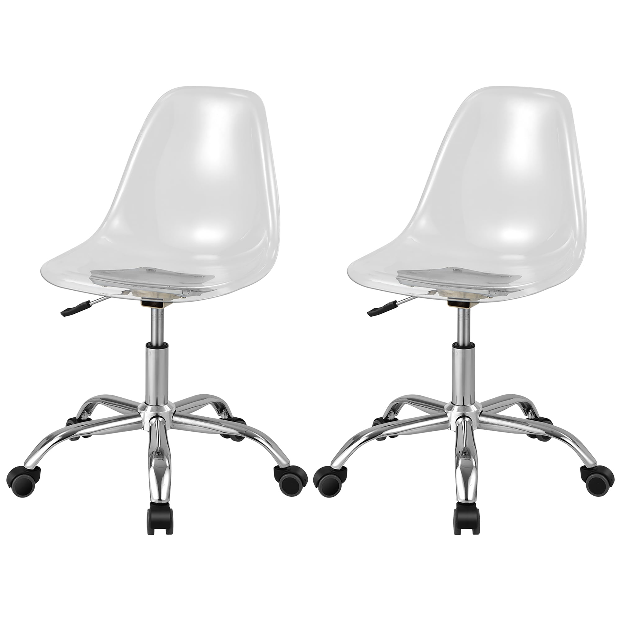 Costway Ensemble de 2 Chaises de Bureau Sans Accoudoirs en Acrylique Pivotantes Chaise Fantôme Ajustable