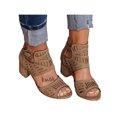 thumbnail image 3 of LUXUR Sandales Habillées à Talon Bloc Bas pour Femmes, Mode, à Boucle, Brun 10, 3 of 5