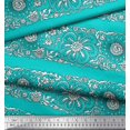 thumbnail image 3 of Soimoi Rayon Fabric Leaves & Floral Block Fabric Prints by Yard 42 Inch Wide, 3 of 3
