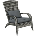 thumbnail image 1 of Outsunny Outdoor Adirondack Chair Rattan Fire Pit Chair with Cushion Grey, 1 of 10