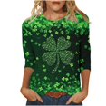 thumbnail image 2 of Mceream Manches 3/4 St Patricks Day Shirt Hauts pour Femmes Printemps Col Rond T-Shirts Décontractés Blouses à Imprimé Floral T-Shirts Graphiques Tenues d'Été Hauts Bohèmes Grande Taille Chemises à Imprimé Trèfle S, 2 of 5