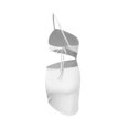 thumbnail image 3 of Bigersell Robes Trapèze pour Femmes Couleur Unie Design Mode Moulant à Cordon Robe Courte à une Épaule Robe T-Shirt pour Femmes Style 20459, Robes Maxi pour Femme Blanc G, 3 of 4