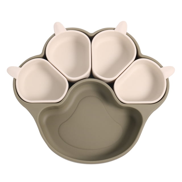 Binwennn Multifunctional Silicone Bowl Children's Bowl Pet Bowl Cat And Dog Bowl Set Silicone Plates For Children Plates With Suction Cat Silicone Plates In The Shape Of Cat Cat Pad Dog Bowls with Mat