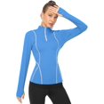 thumbnail image 2 of Women's Long Sleeve Workout Tops Zip Thumb Hole Athletic Running Sweatshirt Pullover, 2 of 6