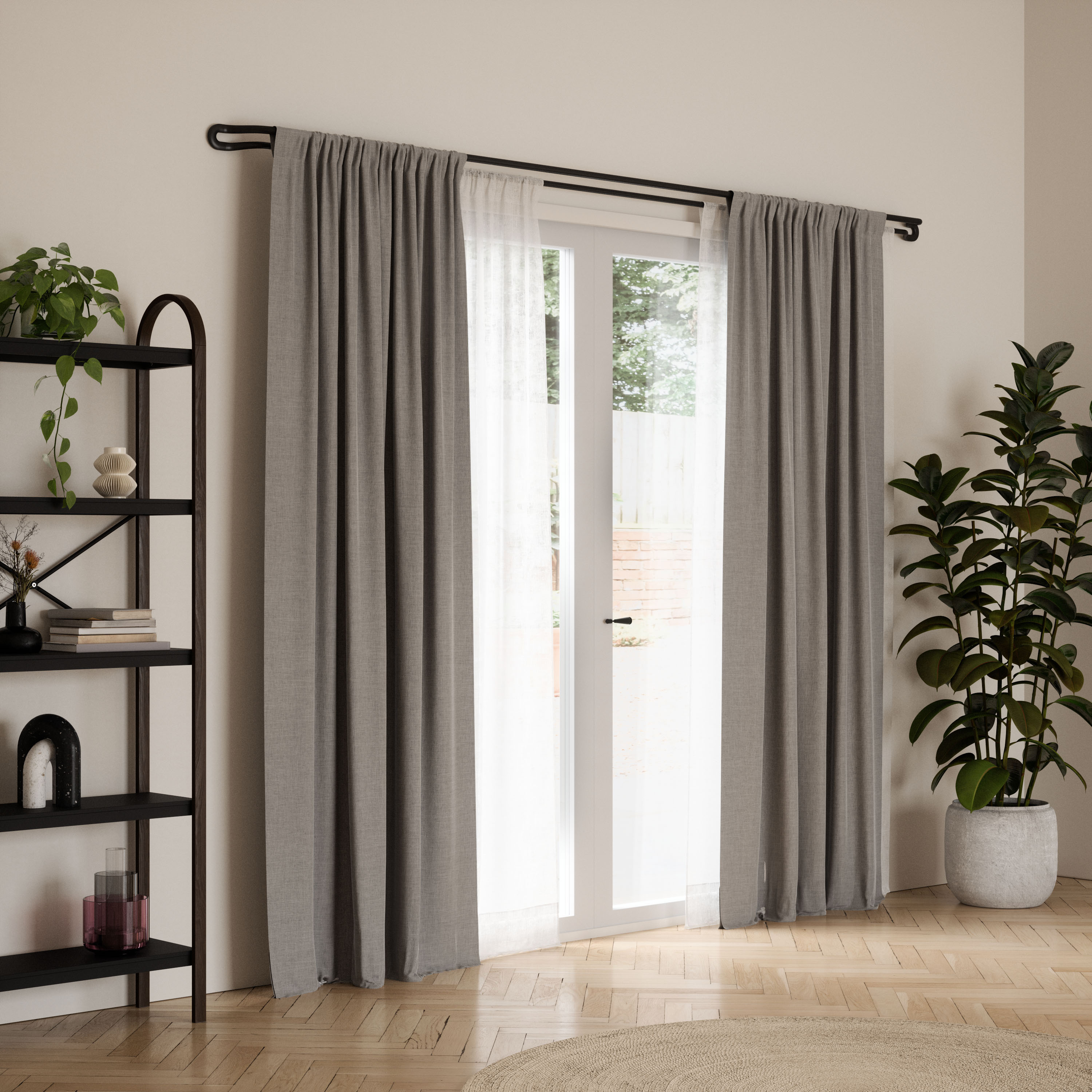 Umbra Midnight 3/4" Double Window Curtain Rod 42-120" Black