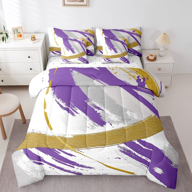 YST Gradient Abstract 7-Piece Comforter Set, King Size, Modern Bedding Sets & Collections