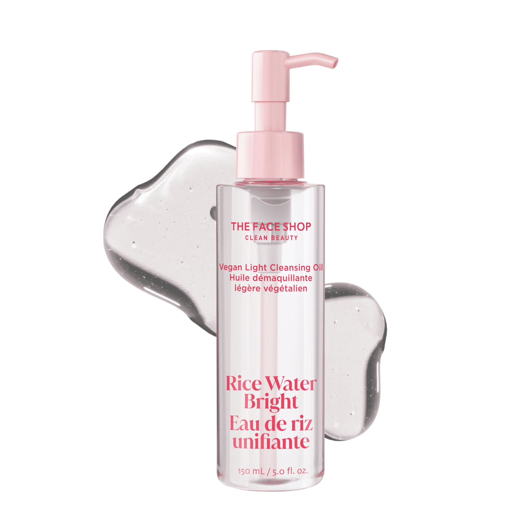 The Face Shop Rice Water Bright Vegan Light Cleansing Oil, Makeup Remover, Cleanses Pores, for All Skin Types, 150 ml