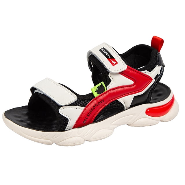 MIASHUI Sports Sandals for Boys and Girls Open Toe Soft Soled Beach Shoes,Red,13