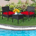 thumbnail image 3 of Gymax 3PCS Patio Rattan Conversation Furniture Set Outdoor Yard w/ Red Cushions, 3 of 10