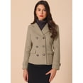 thumbnail image 2 of INSPIRE CHIC Women's Winter Worsted Notched Lapel Double Breasted Short Peacoat Light Brown M, 2 of 6