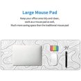 thumbnail image 3 of White Topographic Contour Gaming Mouse Pad - XL Geographic Map Lines, Minimalist Extended Large Mat, Non-Slip Rubber Base, Stitched Edge, Long Keyboard Pad for Computer, 31.5x11.8 Inch, 3 of 6