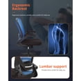 thumbnail image 3 of BestOffice Ergonomic Mesh Executive Office Chair with Lumbar Support and Flip-Up Arms, Swivel Rolling Task Chair, Blue, 3 of 7