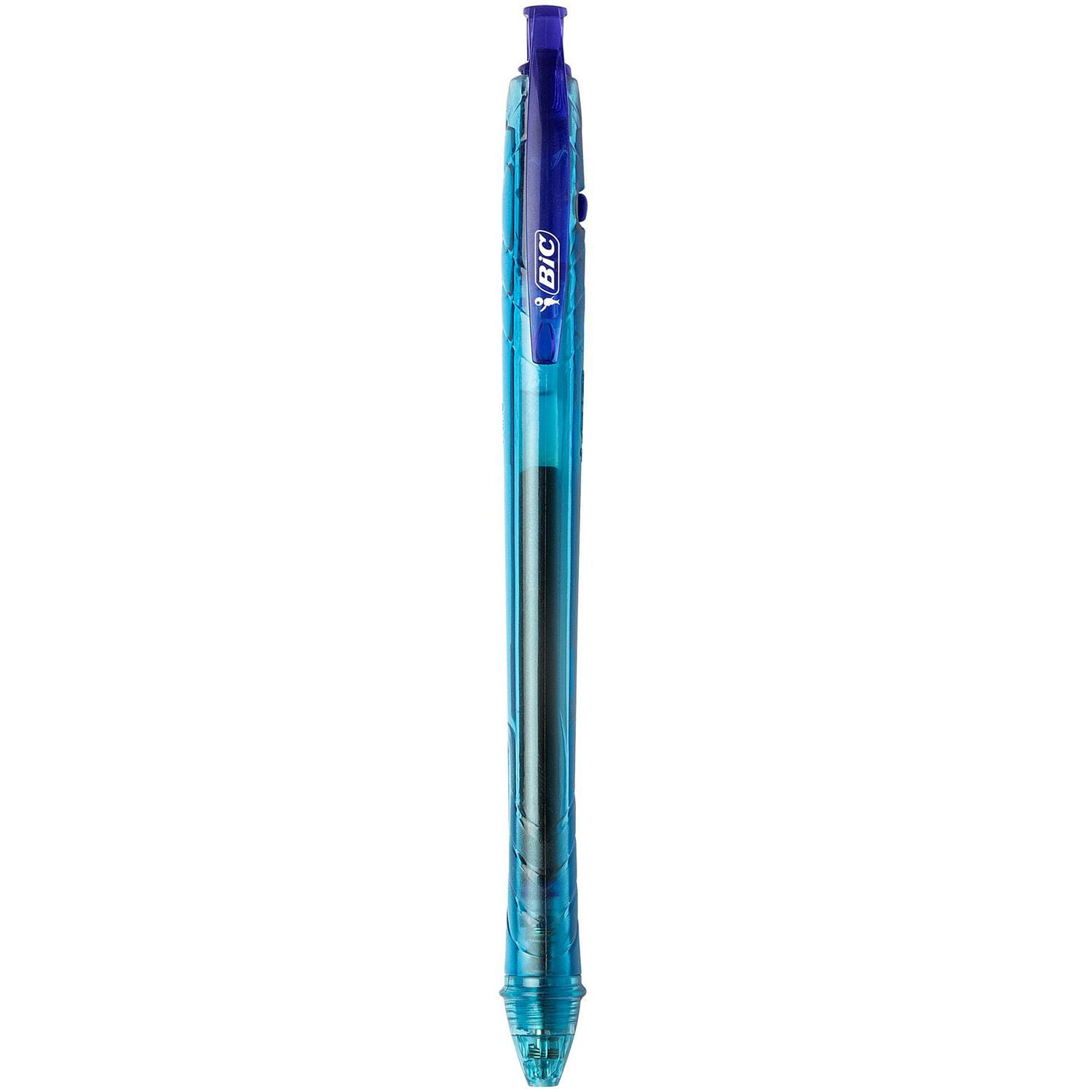BIC Ecolutions Ocean-Bound Plastic Gel Pens, Medium Point (1.0mm), 4-Count Pack, Retractable Blue Ink Pens Made from 78% Ocean-Bound Recycled Plastic