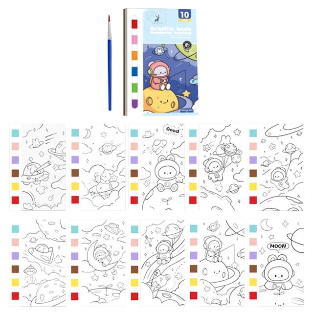 RKSTN Drawing Bookmark Watercolor Coloring Notebook Exploring Space Office Supplies