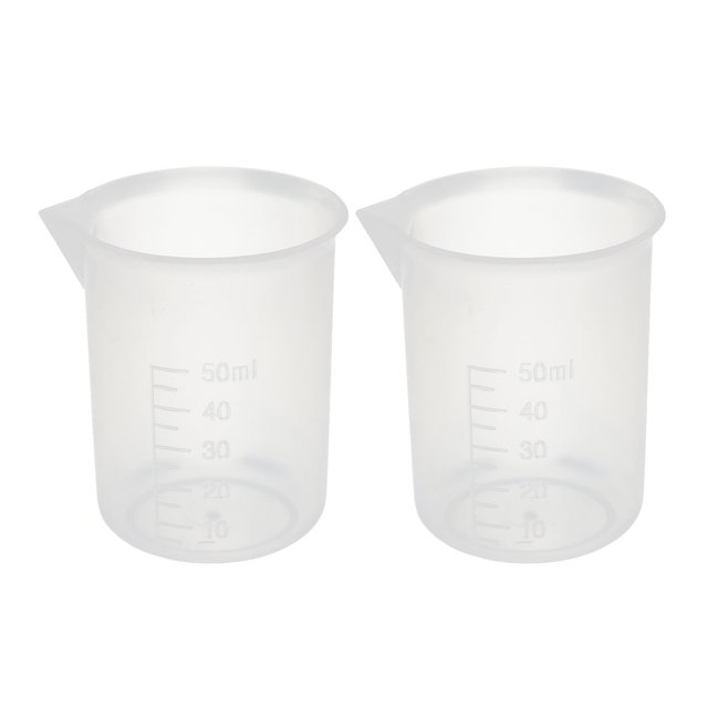 Unique Bargains 2 Pcs Cuisine Laboratoire Gobelet Doseur en Plastique 50mL Pichet Bec Verseur Contenant