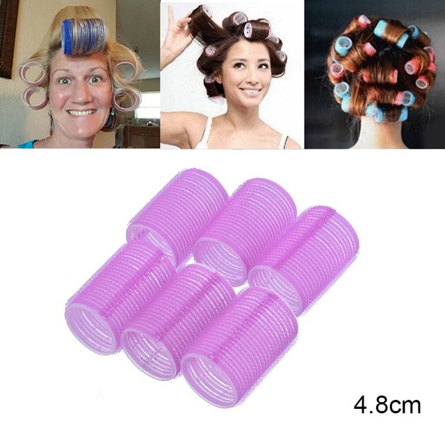 6Pcs/Set Big Self Grip Hair Rollers Cling Any Size DIY Hair Curlers Random Color New