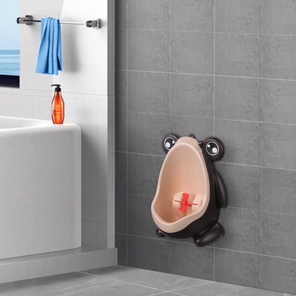 Frog Shape Hanging Boys Urinal Set, Fun Design with Separate Toilet Trough & Rotating Windmill, Includes Suction Cups, Hook & Brush for Easy Use and Cleaning, Ideal for Kids' Independence