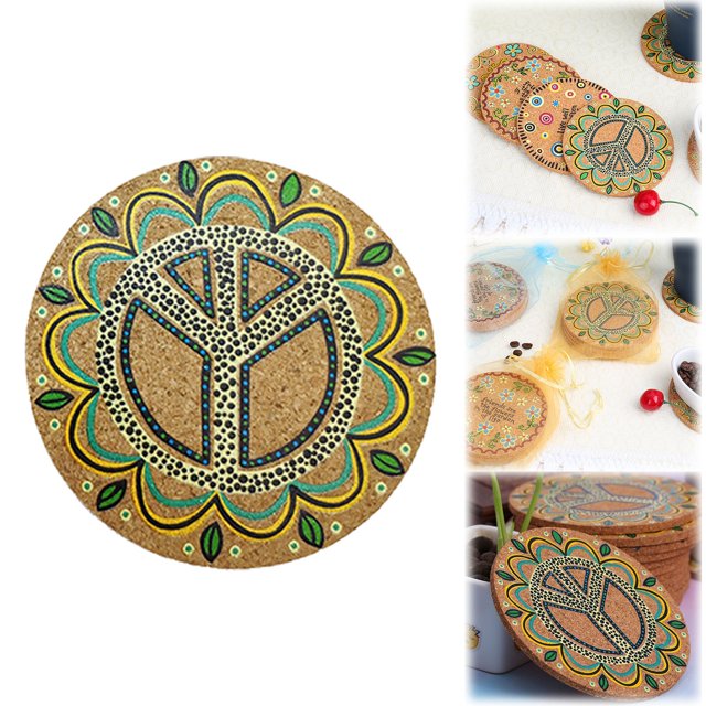 Drink Coasters,Cork Absorbent Coasters,Absorbent Cork Coasters with Flower Coaster for Coffee Table Decor,Coaster for Table Protection,Housewarming Gifts for New Home Present,Living Room Decor