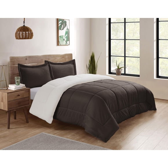 Swift Home Reversible Plush Mink & Sherpa Comforter Set, Luxuriously Soft