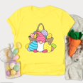 thumbnail image 5 of Pxiakgy Liquidation! T-Shirts de Pâques pour Femmes T-Shirt Lapin Heureux Col Rond Tee-Shirt Graphique Œuf de Pâques Hauts Graphiques de Vacances Mode Col Rond Imprimé de Pâques Manches Courtes T-Shirt Jaune TTG, 5 of 5