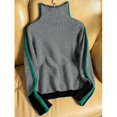 thumbnail image 2 of Spring and Winter Design Sense Lazy Loose Contrast Color Sleeves Full Imitation Wool Turtleneck Sweater Women's Spring and Winter, 2 of 5