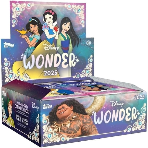 Topps 2025 Boîte Passe-Temps Disney Wonder - 20 Paquets, 6 Cartes Chacun, Comprend des Parallèles, des Autocollants, des Inserts