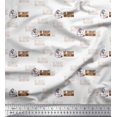 thumbnail image 1 of Soimoi Brown Poly Georgette Fabric Be Smart Dont Start Text Printed Fabric 1 Yard 42 Inch Wide, 1 of 2