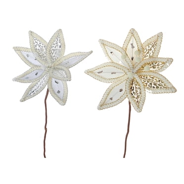 Pics De Poinsettia À Bord Tressé (Assortiment) - Lot De 12
