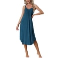 thumbnail image 1 of INSPIRE CHIC Robe de Pyjama Décontractée pour Femmes, Nuisette à Bretelles Spaghetti, TG Bleu Foncé, 1 of 6