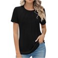 thumbnail image 1 of Penkiiy Hauts d'Été à Manches Courtes pour Femmes Col Rond Plissé Chic Décontracté T-Shirts Basiques Blouses m Noir, 1 of 9