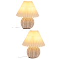 thumbnail image 1 of HLONK 2 Ensembles Lampe de Table en Osier Plissé Bureau Lumière Décorative, 1 of 8
